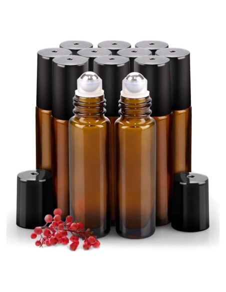 Botellas de Aceite Esencial Sungwoo 12 Pack 10ml Ámbar