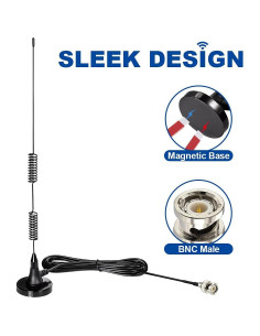 Antena de Escáner Bingfu BNC Magnética 20-1300MHz 7dBi 2