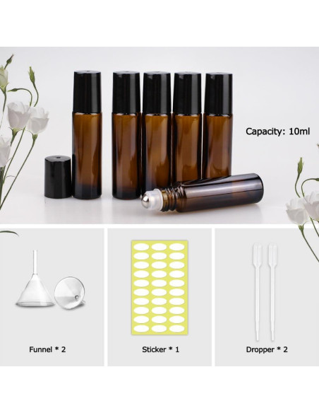 Botellas de Aceite Esencial Sungwoo 12 Pack 10ml Ámbar