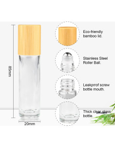 Botellas de vidrio 10ml con tapa de bambú - 12pcs 2