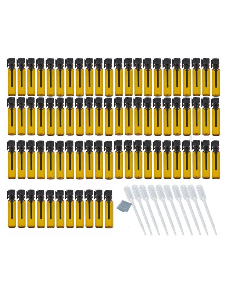 Botellas de Vidrio Ámbar 1ml Elfenstall - 100pcs + 10 Pipetas