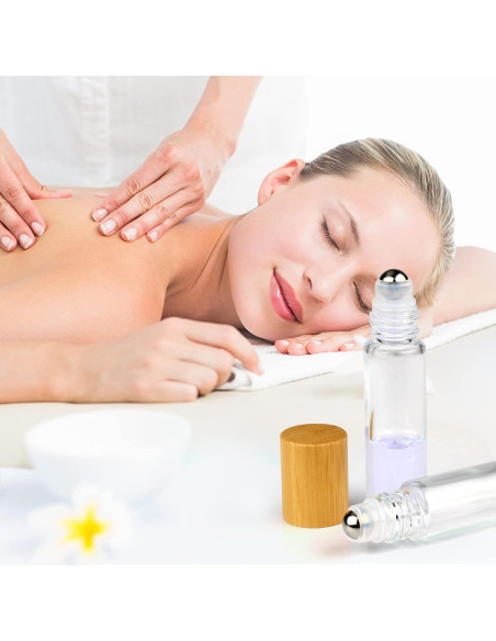 Botellas de vidrio 10ml con tapa de bambú - 12pcs