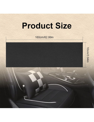 Parche de Reparación de Cuero Autoadhesivo KEVWR 10x160cm Negro