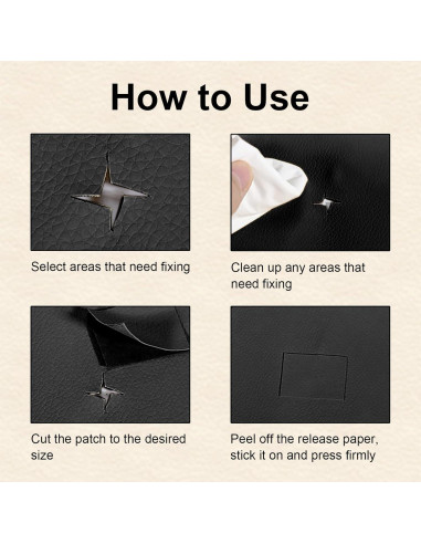 Parche de Reparación de Cuero Autoadhesivo KEVWR 10x160cm Negro