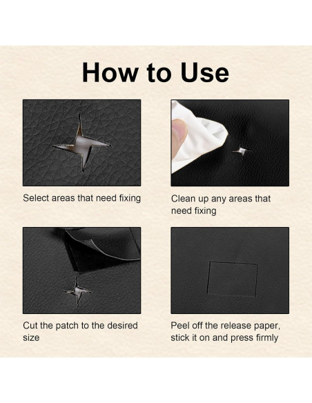 Parche de Reparación de Cuero Autoadhesivo KEVWR 10x160cm Negro