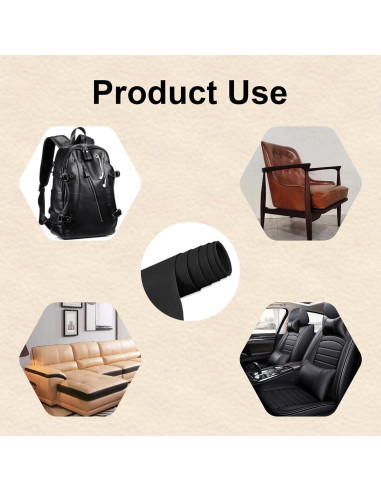 Parche de Reparación de Cuero Autoadhesivo KEVWR 10x160cm Negro