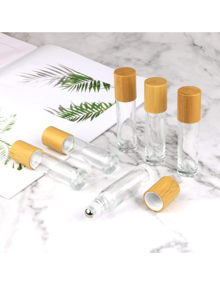 Botellas de vidrio 10ml con tapa de bambú - 12pcs