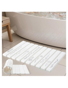 Alfombra de Baño Plegable INFISIBLE 61x41 cm Diatomita Floral Negra