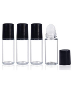 4 Botellas de Vidrio 30ml con Rodillo Glasstore para Aceites