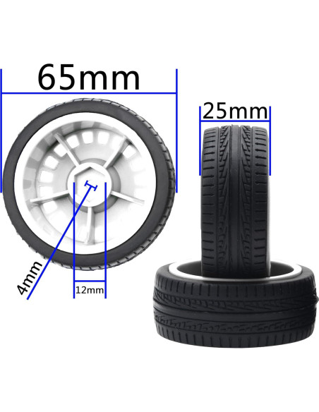 Neumáticos de Caucho 70mm con Llantas Nylon 12mm HIRCQOO