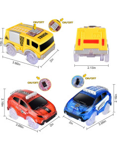 Coches de Pista Iluminados INLAIER - 3 Paquetes con 5 Luces LED 2