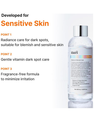 Tónico de Vitamina C Dear Klairs 180 ml - Sin Fragancia