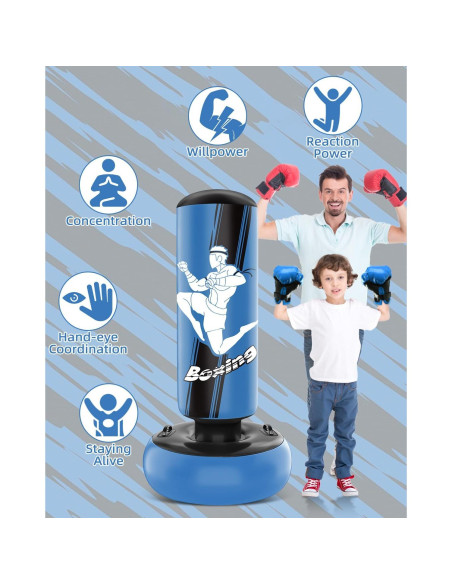 Bolsa de Boxeo Inflable YORWHIN 165 cm con Guantes para Niños