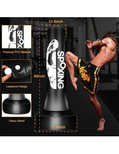 Saco de Boxeo Pesado Vobab 177.8 cm con Soporte y Guantes 2