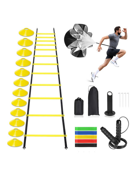 Escalera de Agilidad CHIWALLO 6m con Conos y Bandas de Resistencia