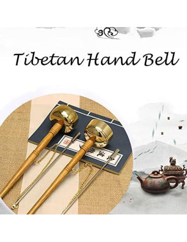 Campana Manual Budista TOPINCN de Bronce 26.1cm para Meditación