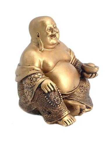 Estatua Buda Riente Dorado Bellaa 14 cm Feng Shui Prosperidad