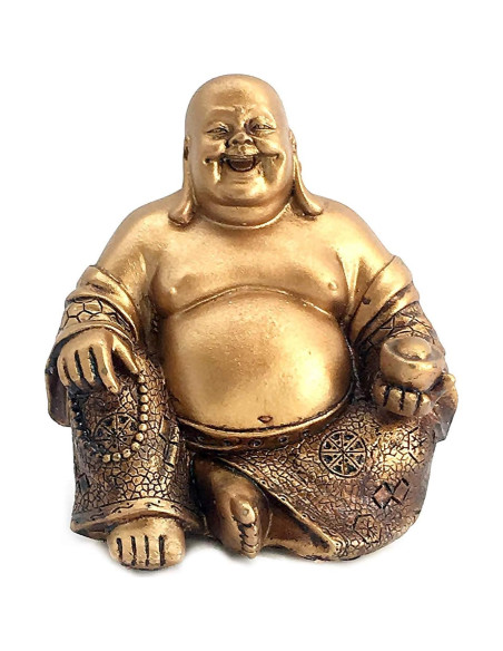 Estatua Buda Riente Dorado Bellaa 14 cm Feng Shui Prosperidad