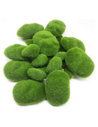 Rocas de Musgo Artificial Woohome 25 PCS Decorativas