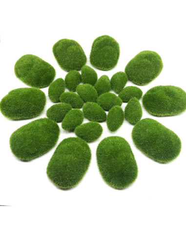 Rocas de Musgo Artificial Woohome 25 PCS Decorativas