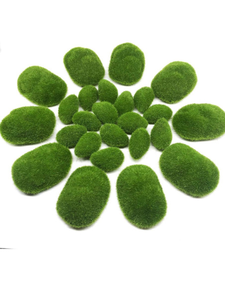 Rocas de Musgo Artificial Woohome 25 PCS Decorativas