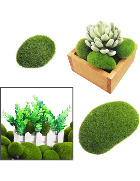 Rocas de Musgo Artificial Woohome 25 PCS Decorativas