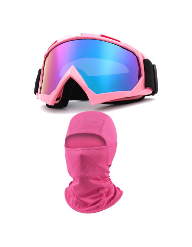 Gafas de Motocicleta Immoono con Pasamontañas Rosa para Mujeres