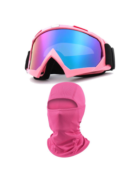 Gafas de Motocicleta Immoono con Pasamontañas Rosa para Mujeres