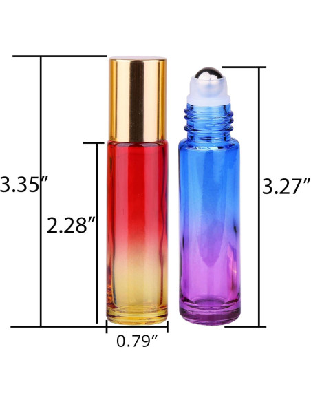 12 Botellas de Rodillo de Vidrio inice 10ml con Tapa Dorada