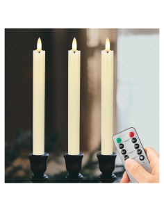 Velas LED Sin Llama AFINETH 3 Piezas 24.4 cm Marfil