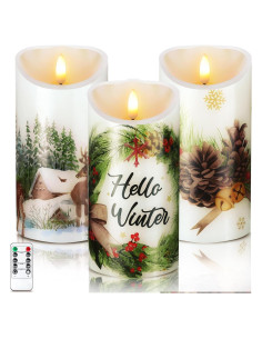 Velas LED Decorativas ROCEEI 3 Pcs Estilo Bosque 15 cm