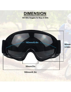 Gafas de Motocross para Niños YIMOPART Ajustables Negras 2