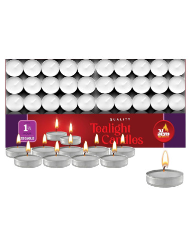 Velas Tealight Ner Mitzvah Blancas 200 Unidades 1.5 Horas