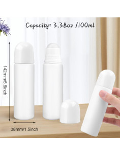 Paquete de 8 Botellas de Rodillo Cositina 100ml Plástico Blanco 2