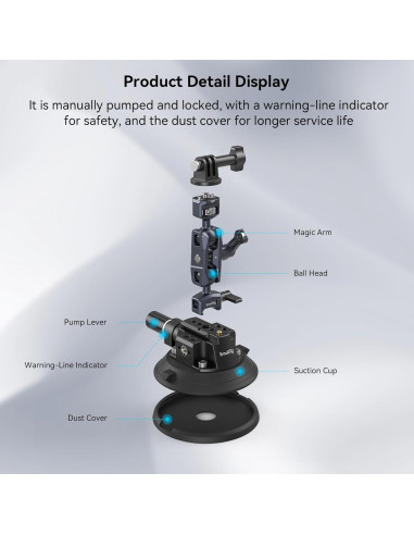 Soporte de Ventosa para Cámara SMALLRIG 4236 - Carga 3kg