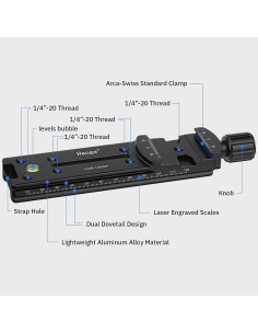 Riel Nodal Doble Cola de Milano Haoge LQR-140CP para Fotografía 2