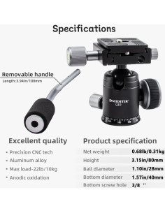 Cabezal Esférico Panorámico DMIDITIR con Placa Arca Suiza 2