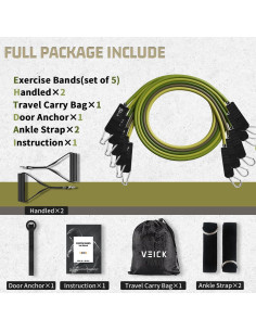 Bandas de Resistencia VEICK 10-150LBS con Mangos y Accesorios 2