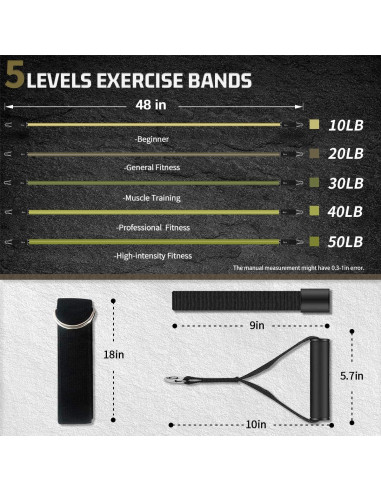 Bandas de Resistencia VEICK 10-150LBS con Mangos y Accesorios