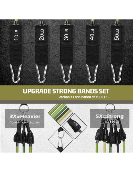 Bandas de Resistencia VEICK 10-150LBS con Mangos y Accesorios