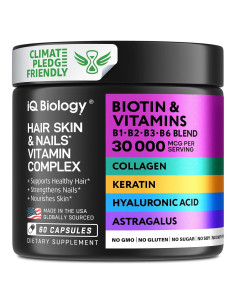 Suplemento de Biotina 10,000 mcg IQ BIOLOGY - 60 Cápsulas