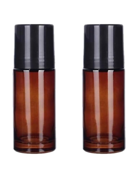 2 Botellas de Vidrio Marrón 50ml ZhangyiHot Rollerball Recargables