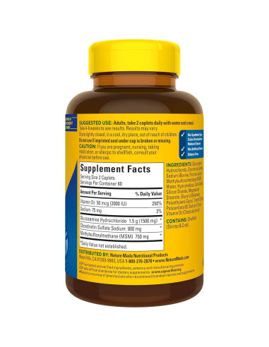 Suplemento de Glucosamina y Condroitina Nature Made 120 Tabletas