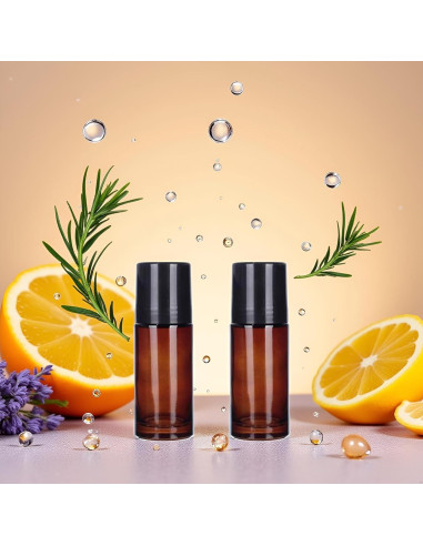 2 Botellas de Vidrio Marrón 50ml ZhangyiHot Rollerball Recargables