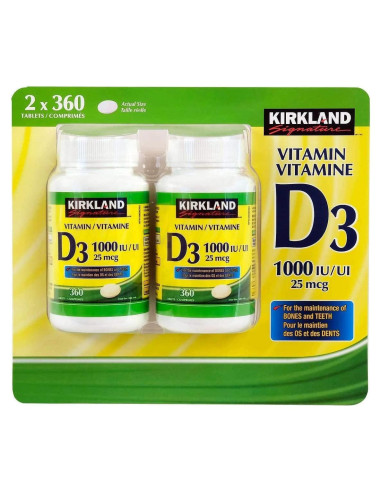 Vitamina D3 1000UI Kirkland - Paquete Doble 720 Tabletas
