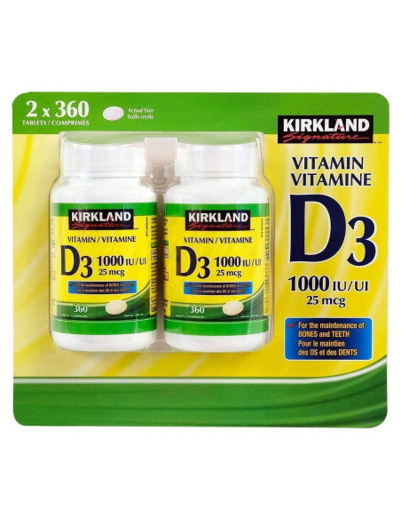 Vitamina D3 1000UI Kirkland - Paquete Doble 720 Tabletas Vitamina D3 1000UI Kirkland - Paquete Doble 720 Tabletas