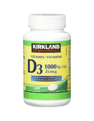 Vitamina D3 1000UI Kirkland - Paquete Doble 720 Tabletas