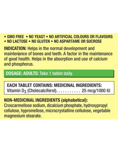 Vitamina D3 1000UI Kirkland - Paquete Doble 720 Tabletas