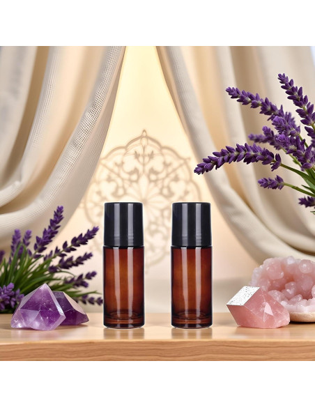 2 Botellas de Vidrio Marrón 50ml ZhangyiHot Rollerball Recargables