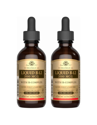 Solgar Líquido Sublingual B-12 2000 mcg con B-Complejo - 59 ml x 2